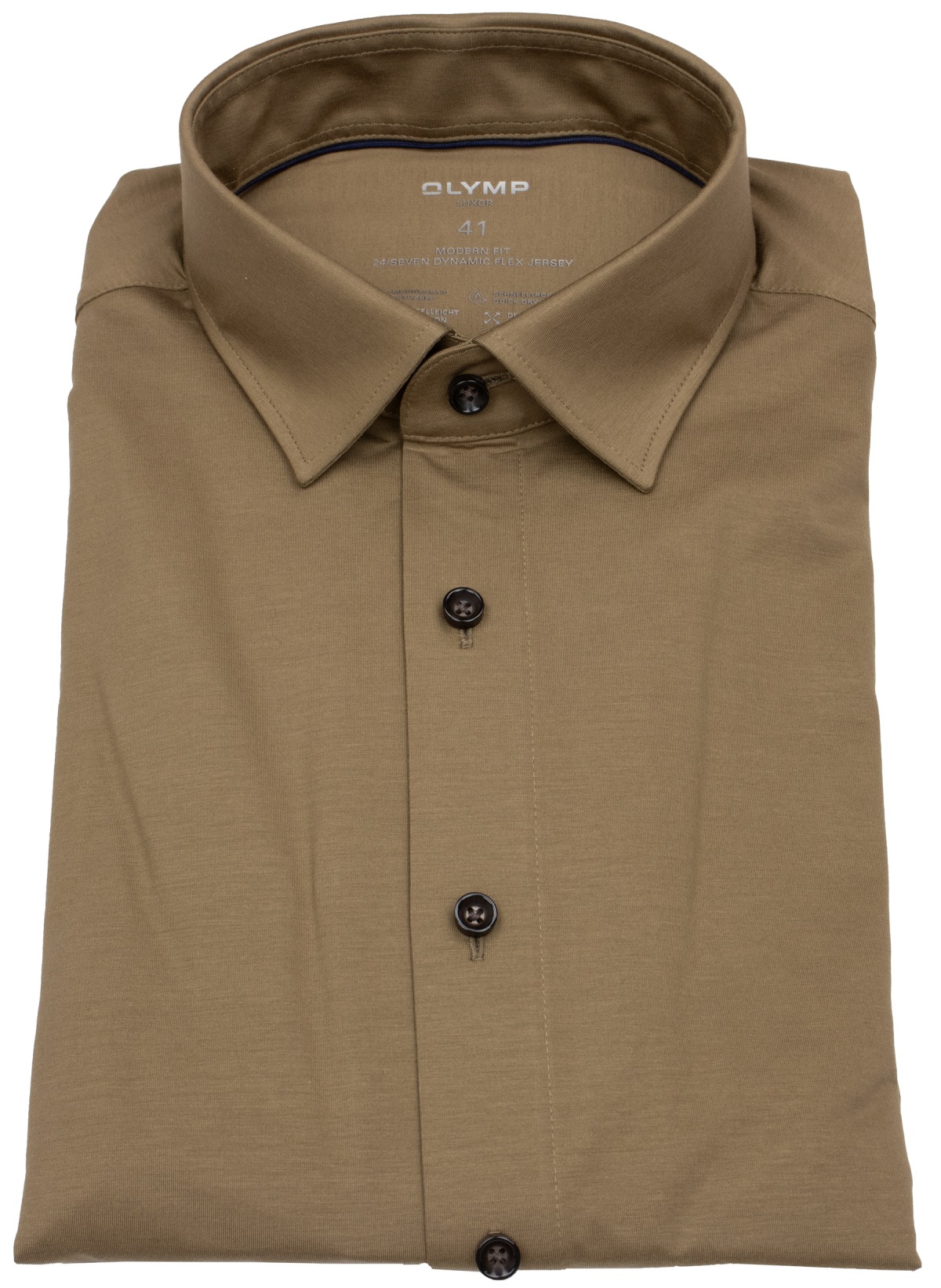 OLYMP Hemd - Modern Fit - 24/7 Flex Jersey - taupe