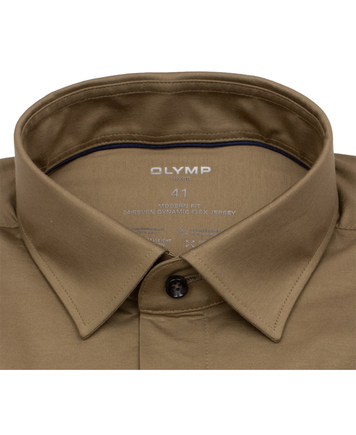 OLYMP Hemd - Modern Fit - 24/7 Flex Jersey - taupe