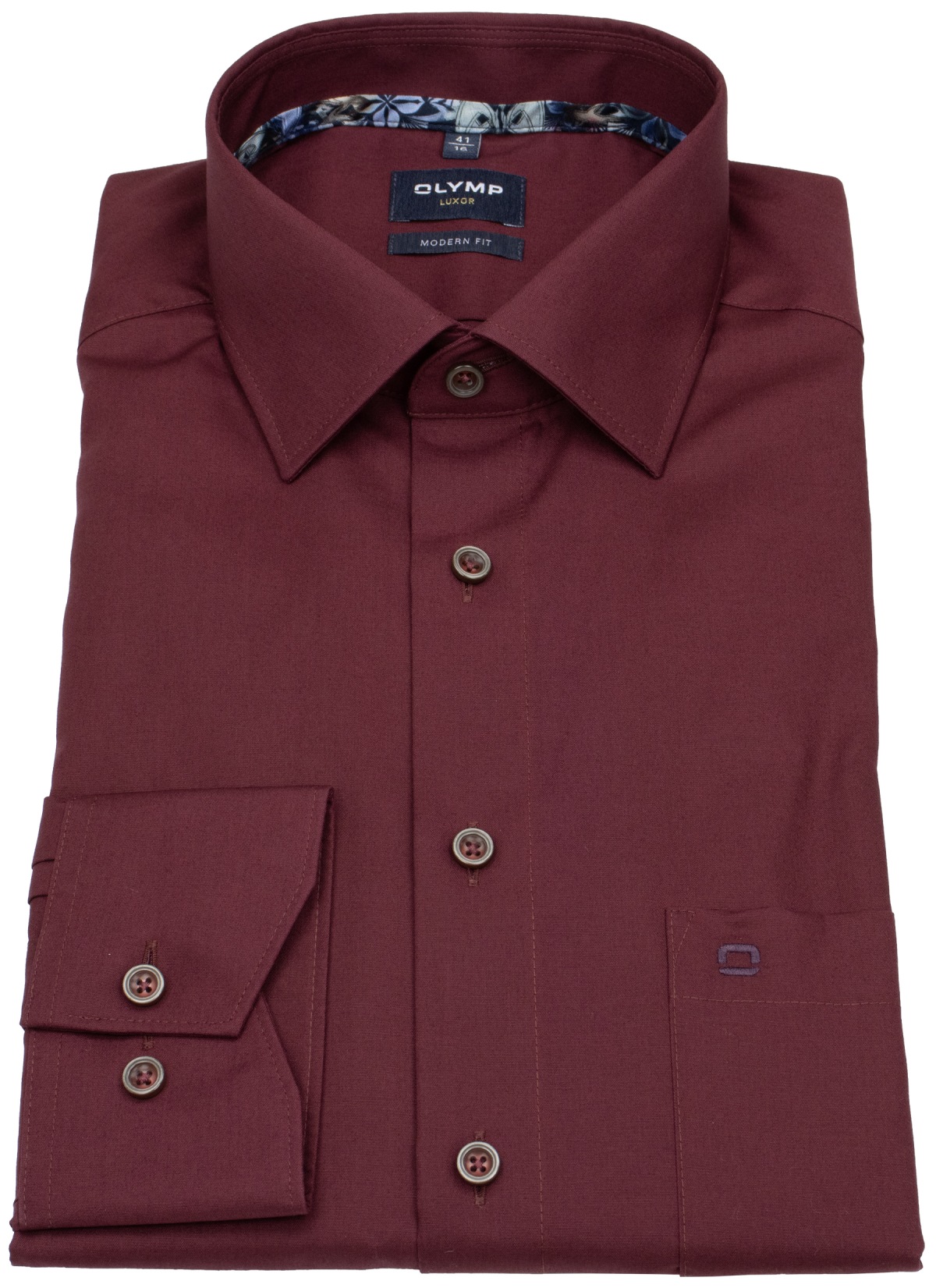 OLYMP Shirt - Modern Fit - Chambray - Dark Red - Extra Long Sleeve 69cm - w/o OP