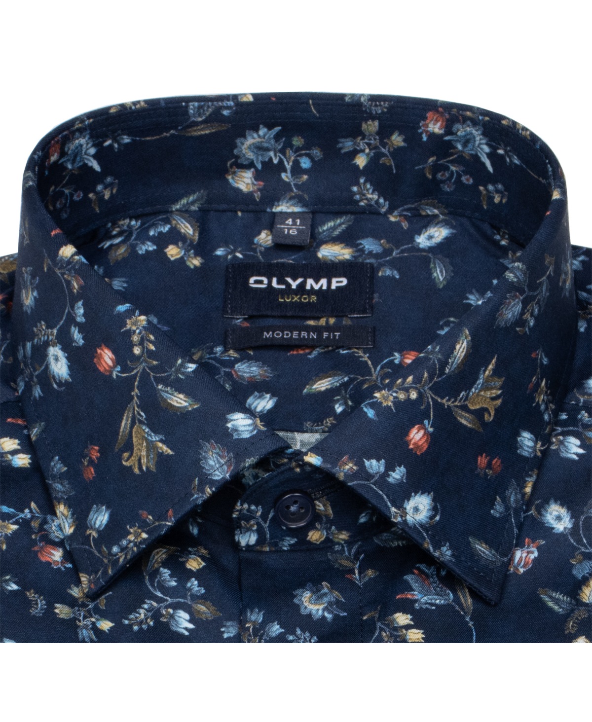 OLYMP Hemd - Modern Fit - floraler Print - dunkelblau - extra langer 69cm Arm