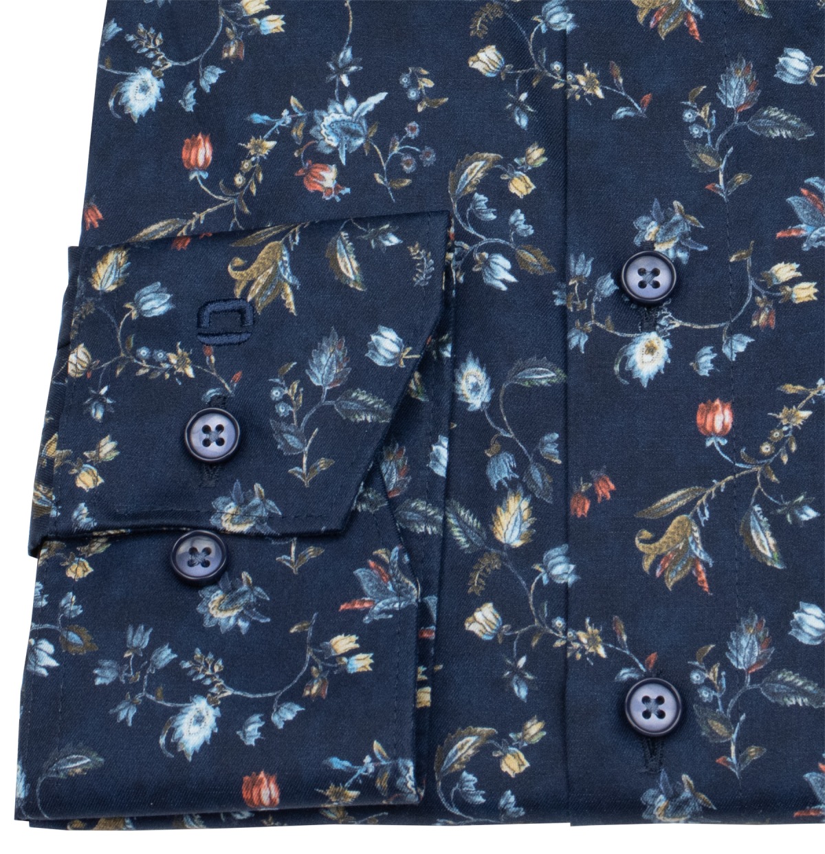 OLYMP Hemd - Modern Fit - floraler Print - dunkelblau - extra langer 69cm Arm