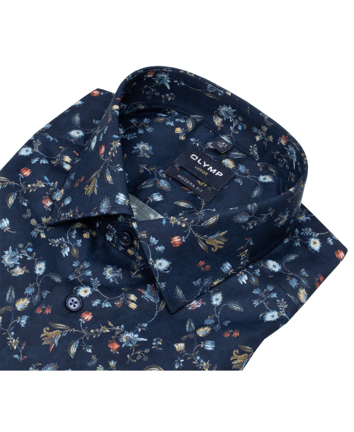 OLYMP Hemd - Modern Fit - floraler Print - dunkelblau - extra langer 69cm Arm