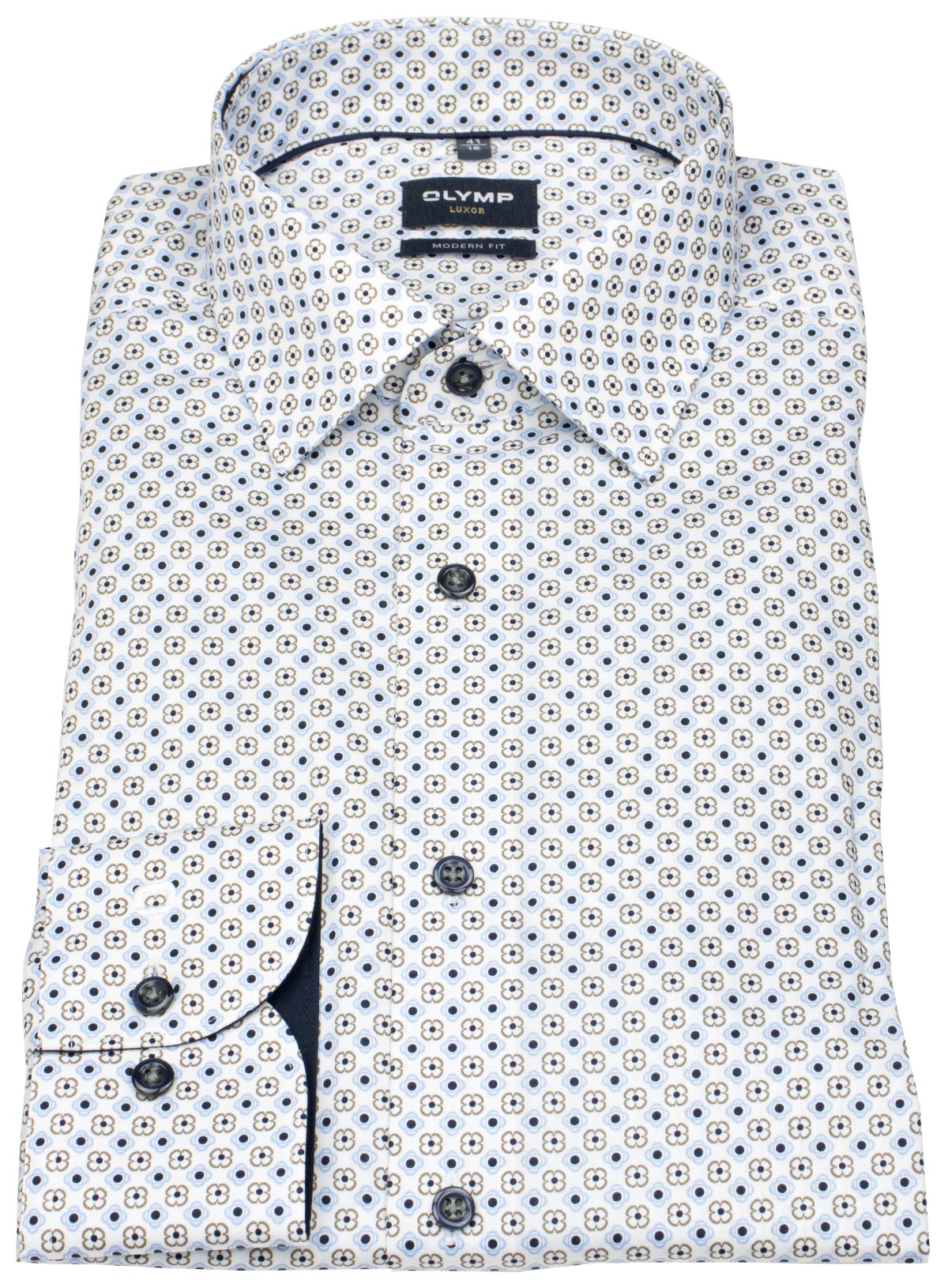 OLYMP Hemd - Modern Fit - floraler Print - mehrfarbig - extra langer 69cm Arm