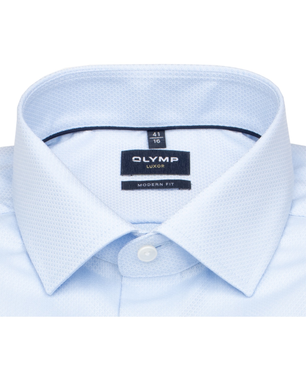 OLYMP Hemd - Modern Fit - Global Kent Kragen - Faux Uni Struktur - hellblau