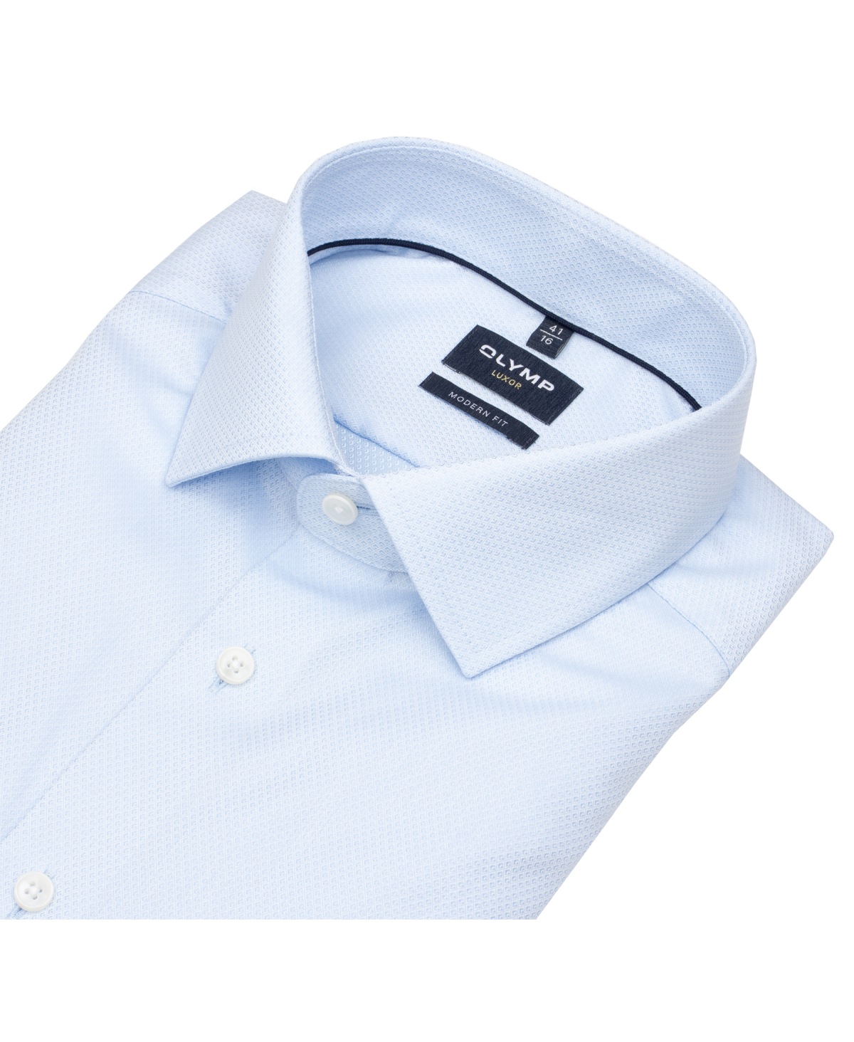 OLYMP Hemd - Modern Fit - Global Kent Kragen - Faux Uni Struktur - hellblau