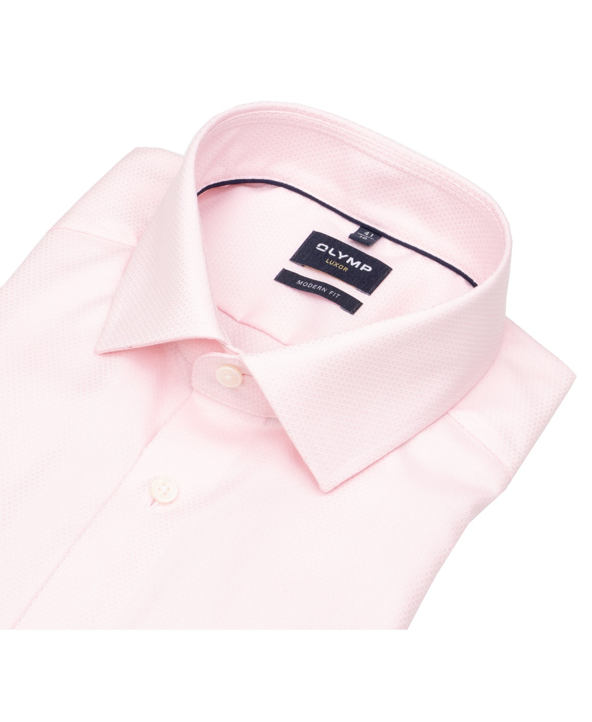 OLYMP Hemd - Modern Fit - Global Kent Kragen - Faux Uni Struktur - rosé
