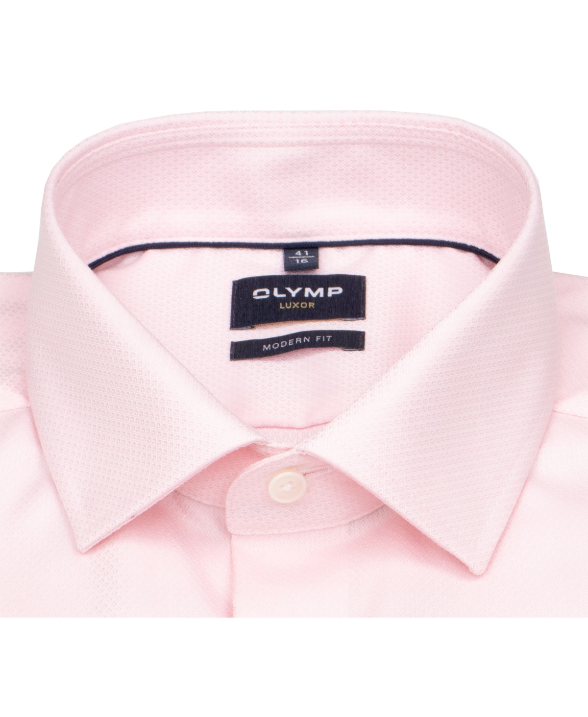 OLYMP Hemd - Modern Fit - Global Kent Kragen - Faux Uni Struktur - rosé