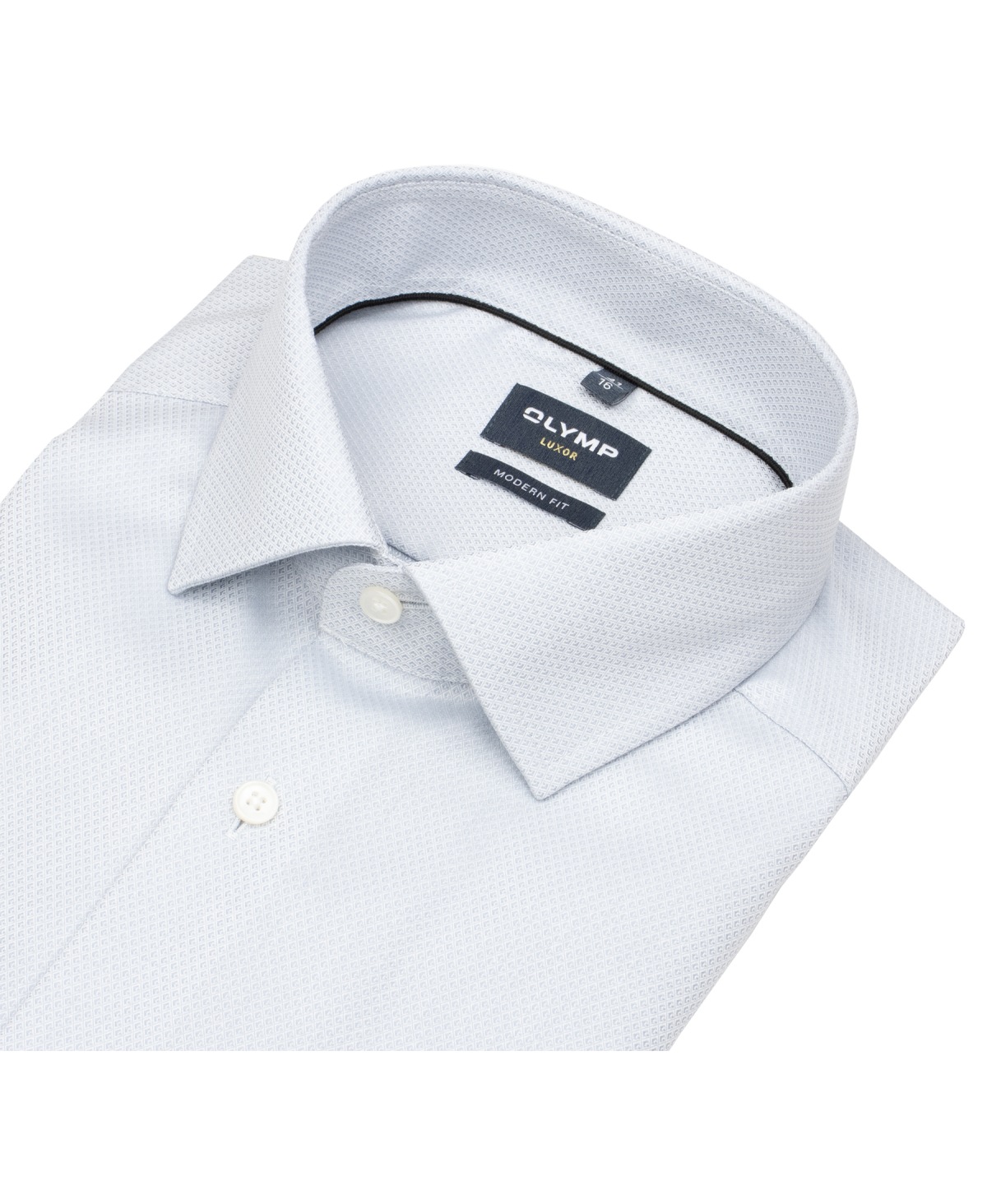 OLYMP Hemd - Modern Fit - Global Kent Kragen - Faux Uni Struktur - silbergrau