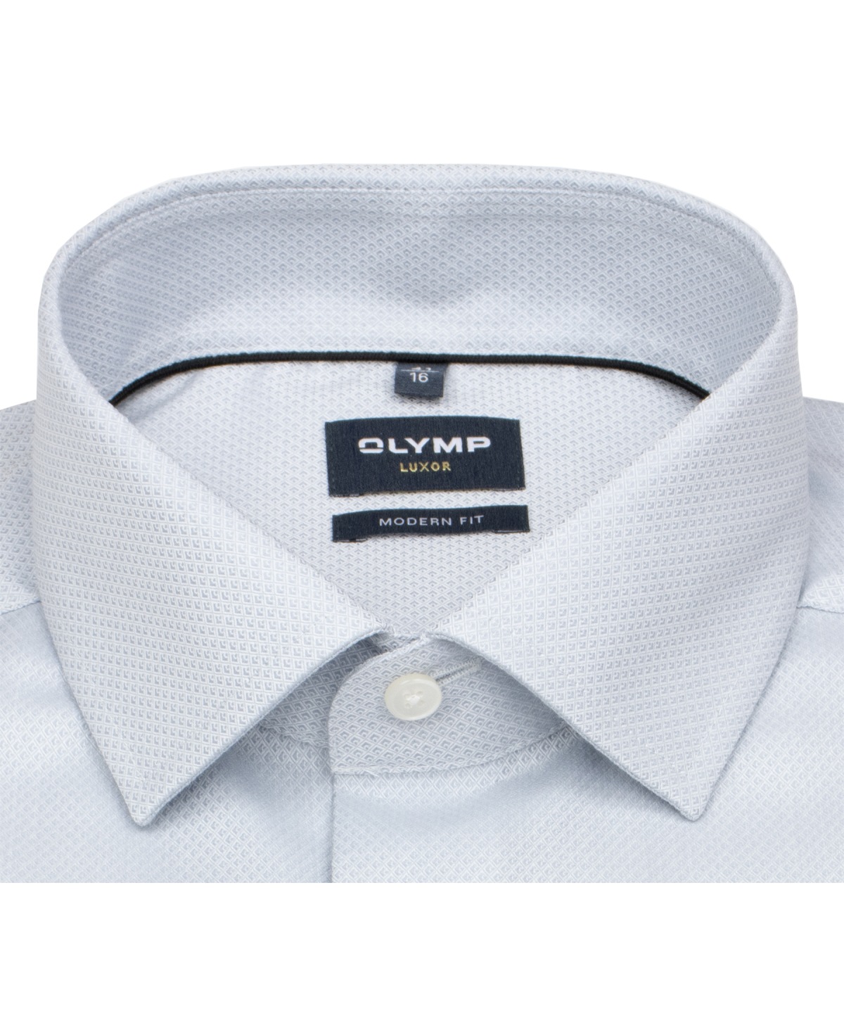 OLYMP Hemd - Modern Fit - Global Kent Kragen - Faux Uni Struktur - silbergrau