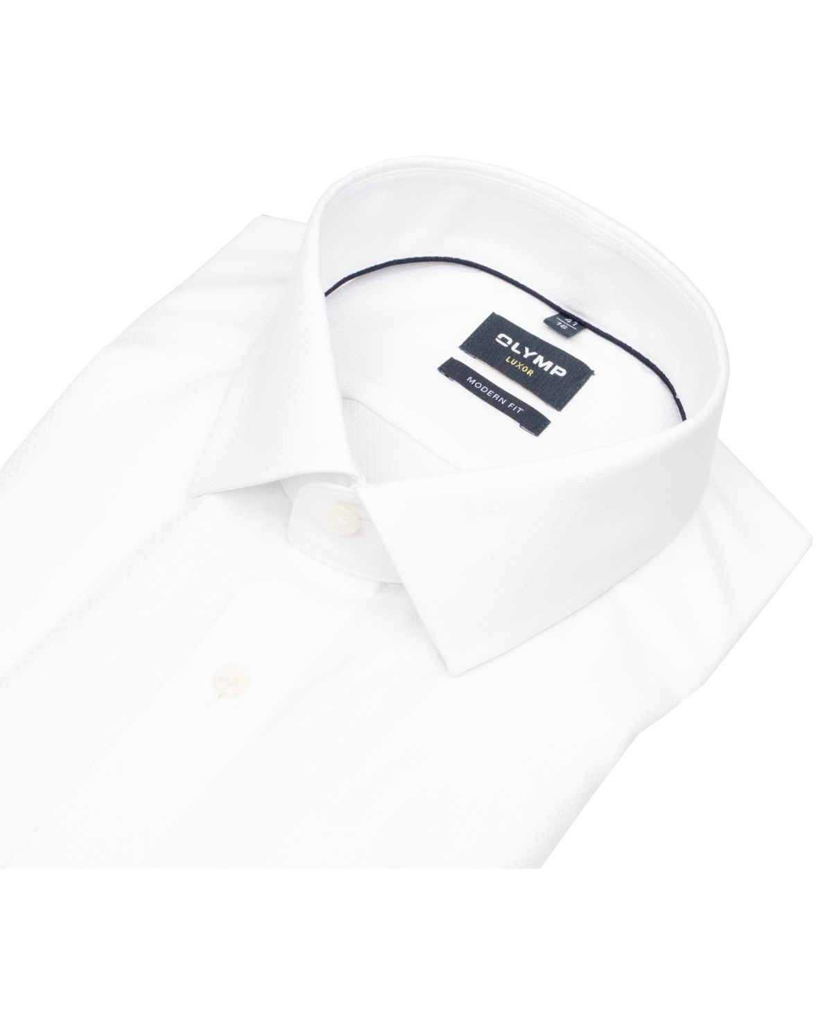 OLYMP Hemd - Modern Fit - Global Kent Kragen - Faux Uni Struktur - weiß