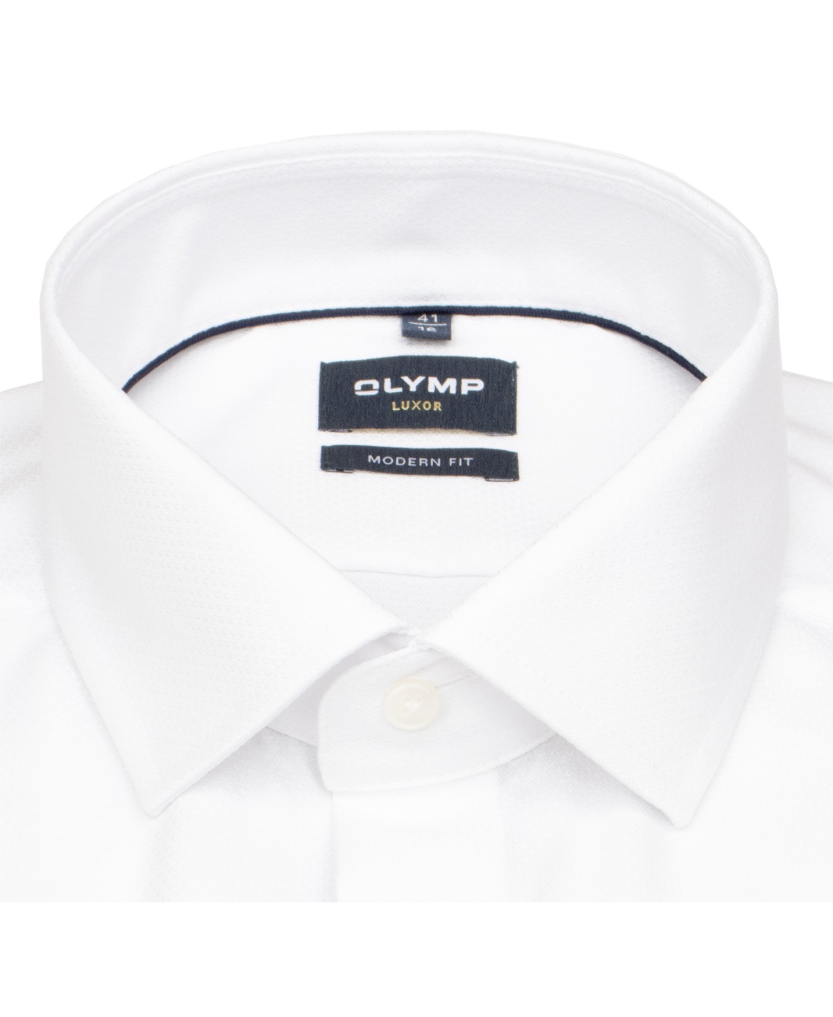 OLYMP Hemd - Modern Fit - Global Kent Kragen - Faux Uni Struktur - weiß