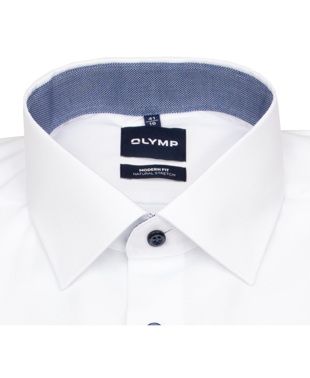 OLYMP Hemd - Modern Fit - Kentkragen - Kontrastknöpfe - weiß