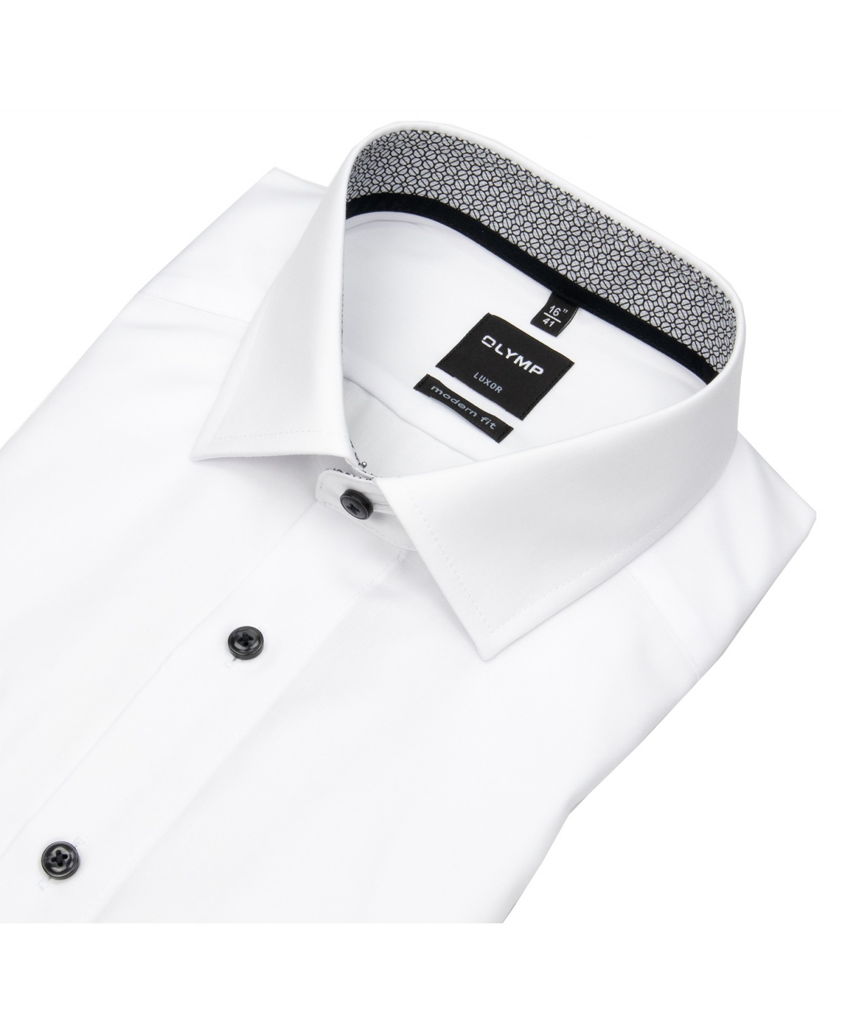 OLYMP Hemd - Modern Fit - Kentkragen - Patch - Kontrastknöpfe - weiß