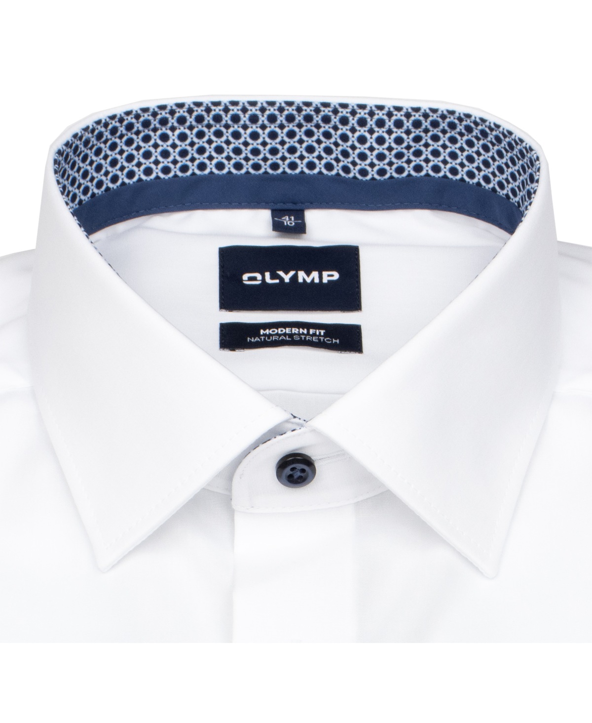 OLYMP Hemd - Modern Fit - Kentkragen - Patch - Kontrastknöpfe - weiß