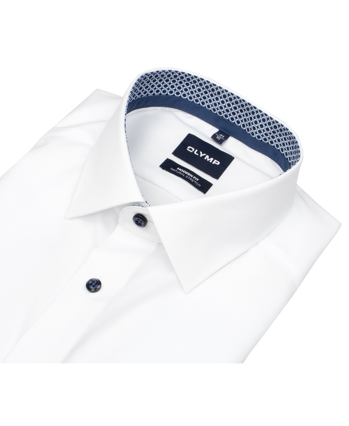 OLYMP Hemd - Modern Fit - Kentkragen - Patch - Kontrastknöpfe - weiß