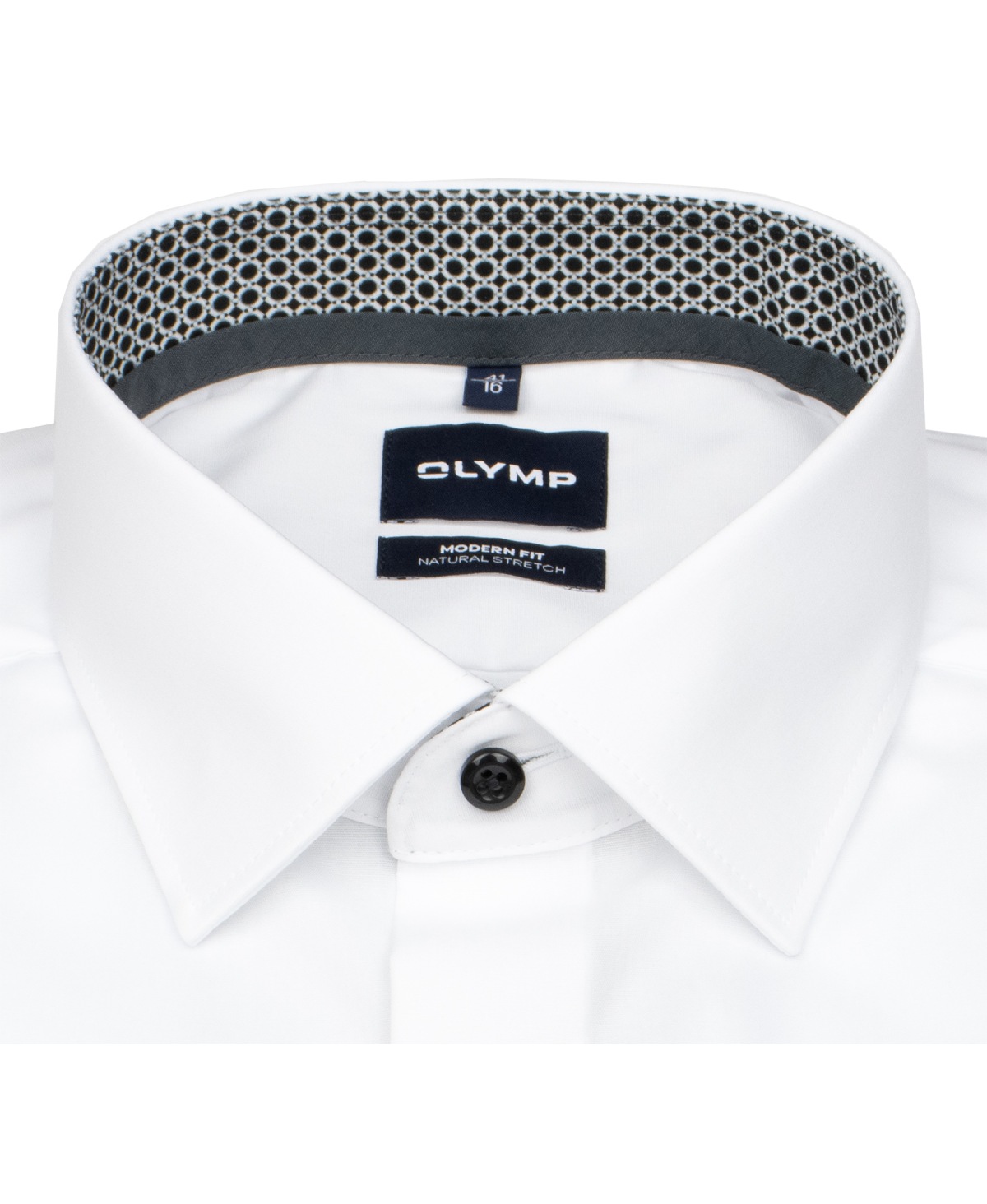 OLYMP Hemd - Modern Fit - Kentkragen - Patch - Kontrastknöpfe - weiß