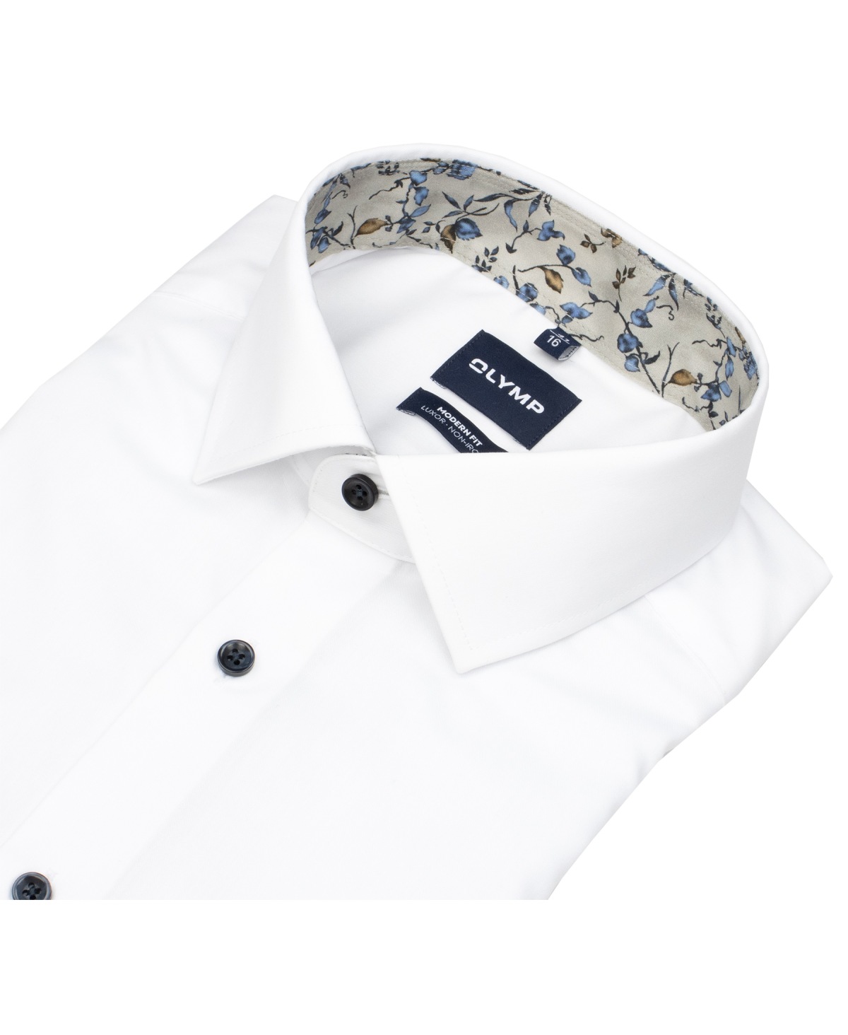 OLYMP Hemd - Modern Fit - Kentkragen - Patch - Kontrastknöpfe - weiß