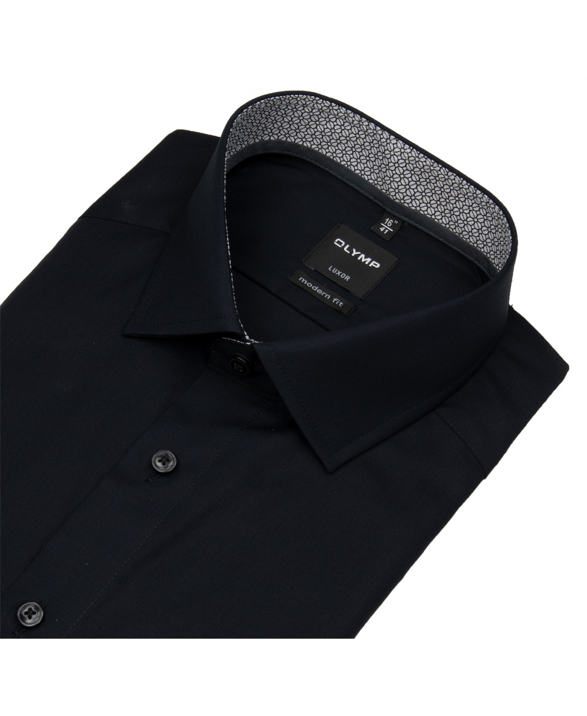 OLYMP Hemd - Modern Fit - Kentkragen - Patch - schwarz