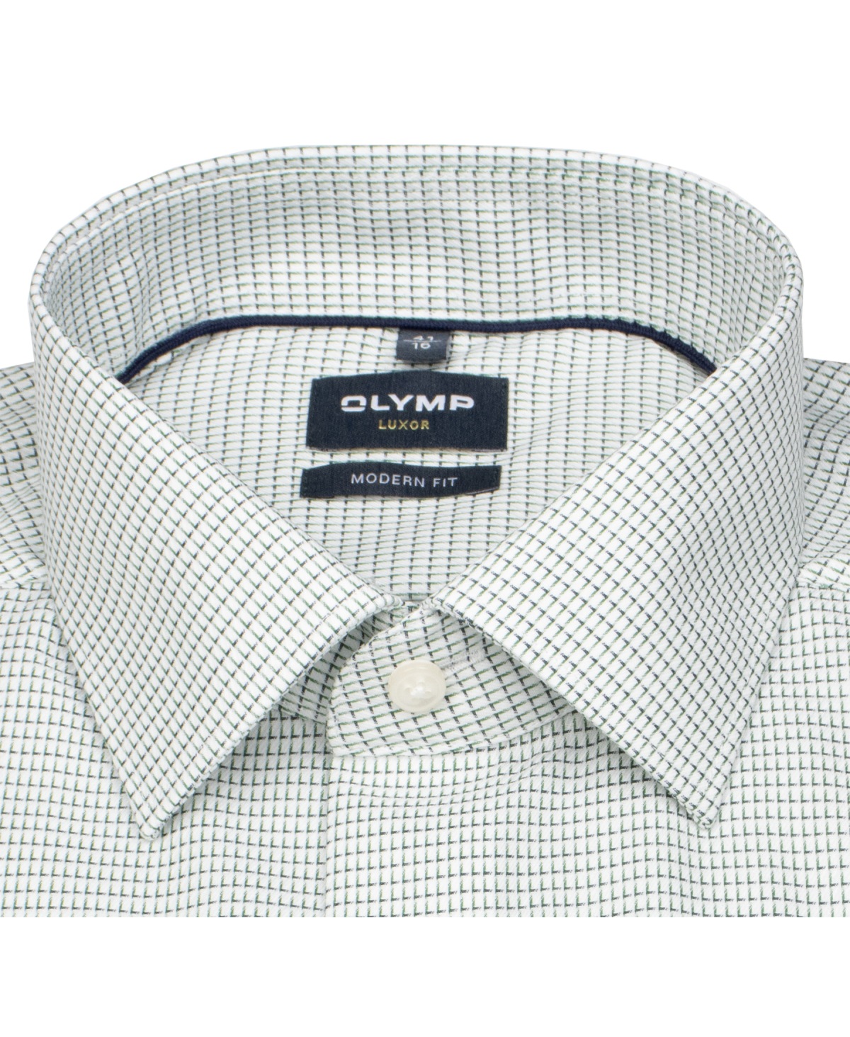 OLYMP Hemd - Modern Fit - Kentkragen - Print - grün / weiß