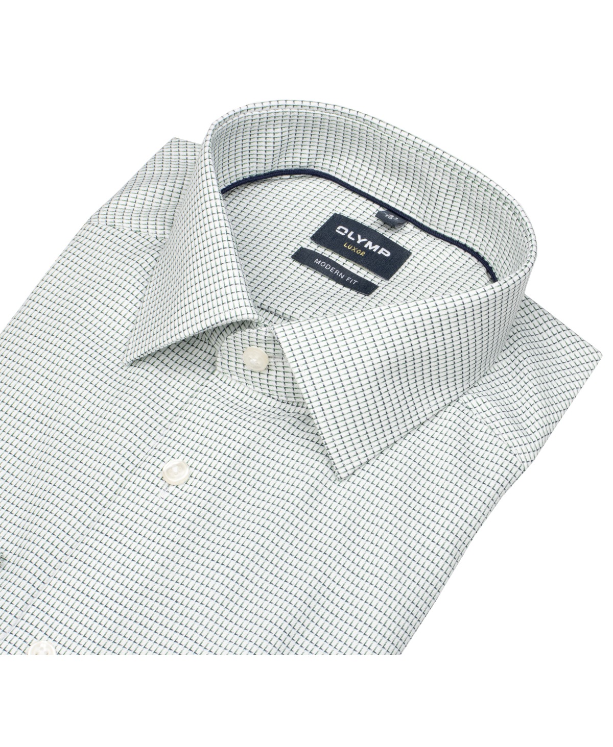 OLYMP Hemd - Modern Fit - Kentkragen - Print - grün / weiß