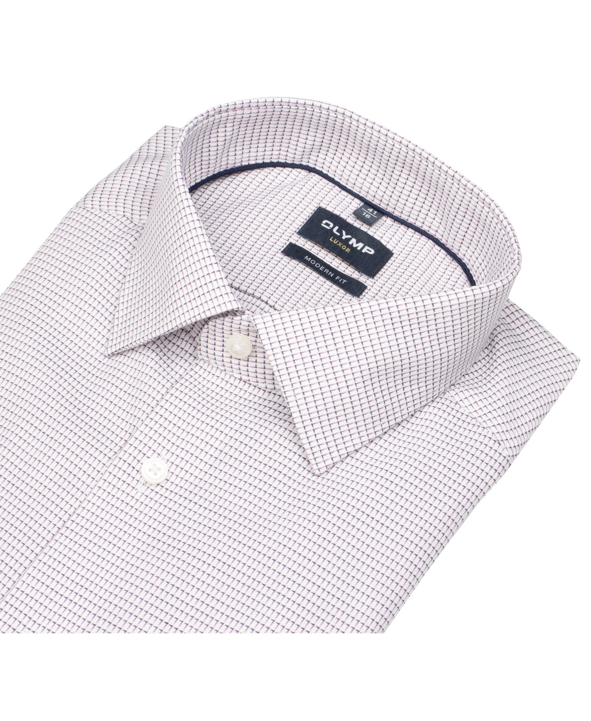 OLYMP Hemd - Modern Fit - Kentkragen - Print - lila / weiß