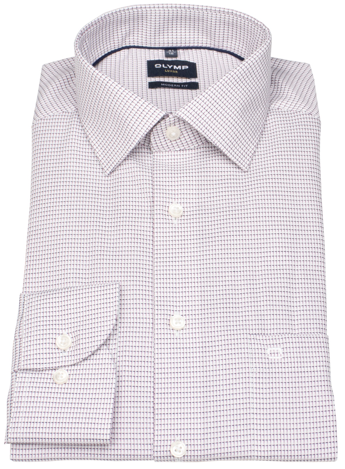 OLYMP Hemd - Modern Fit - Kentkragen - Print - lila / weiß