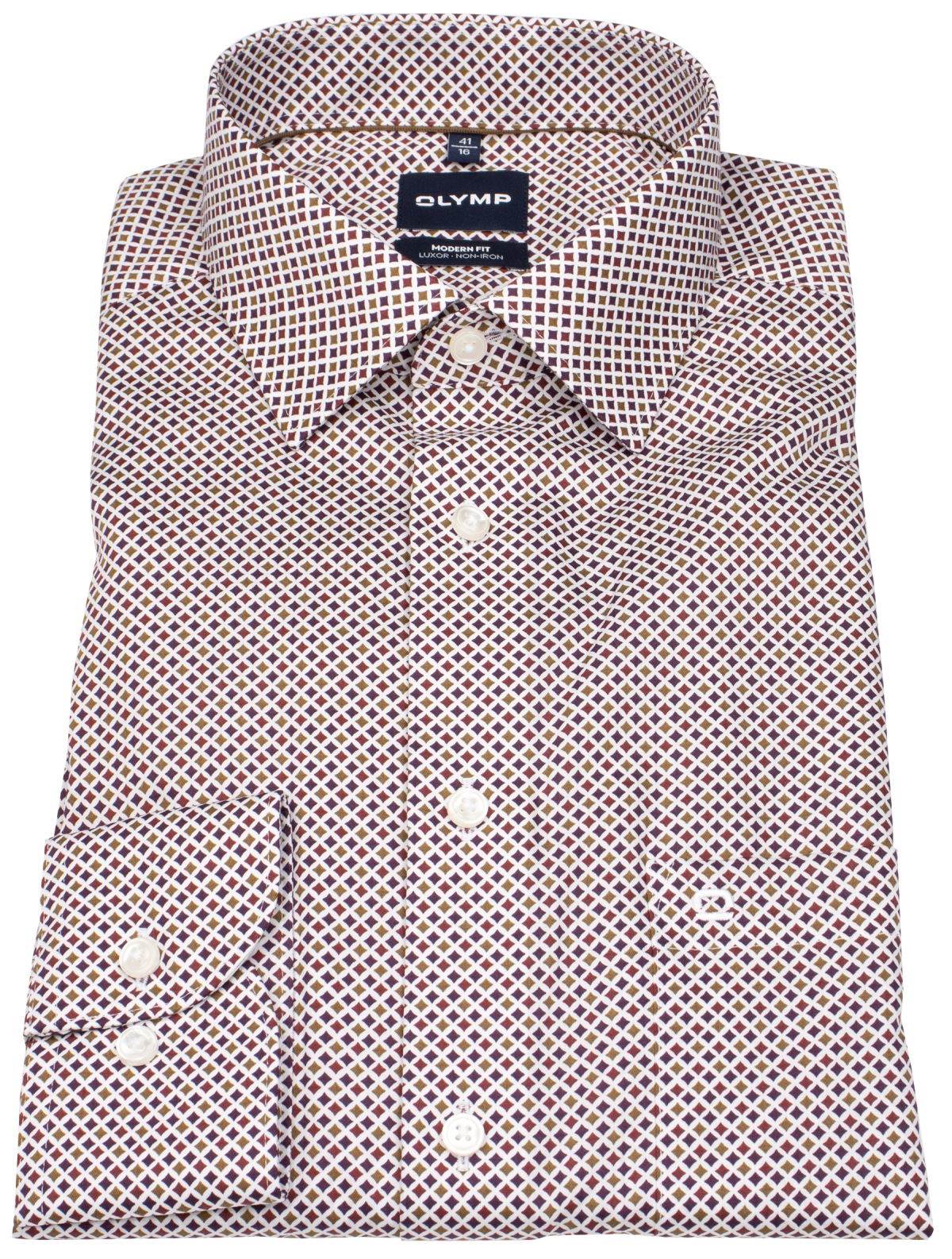 OLYMP Hemd - Modern Fit - Kentkragen - Print - mehrfarbig