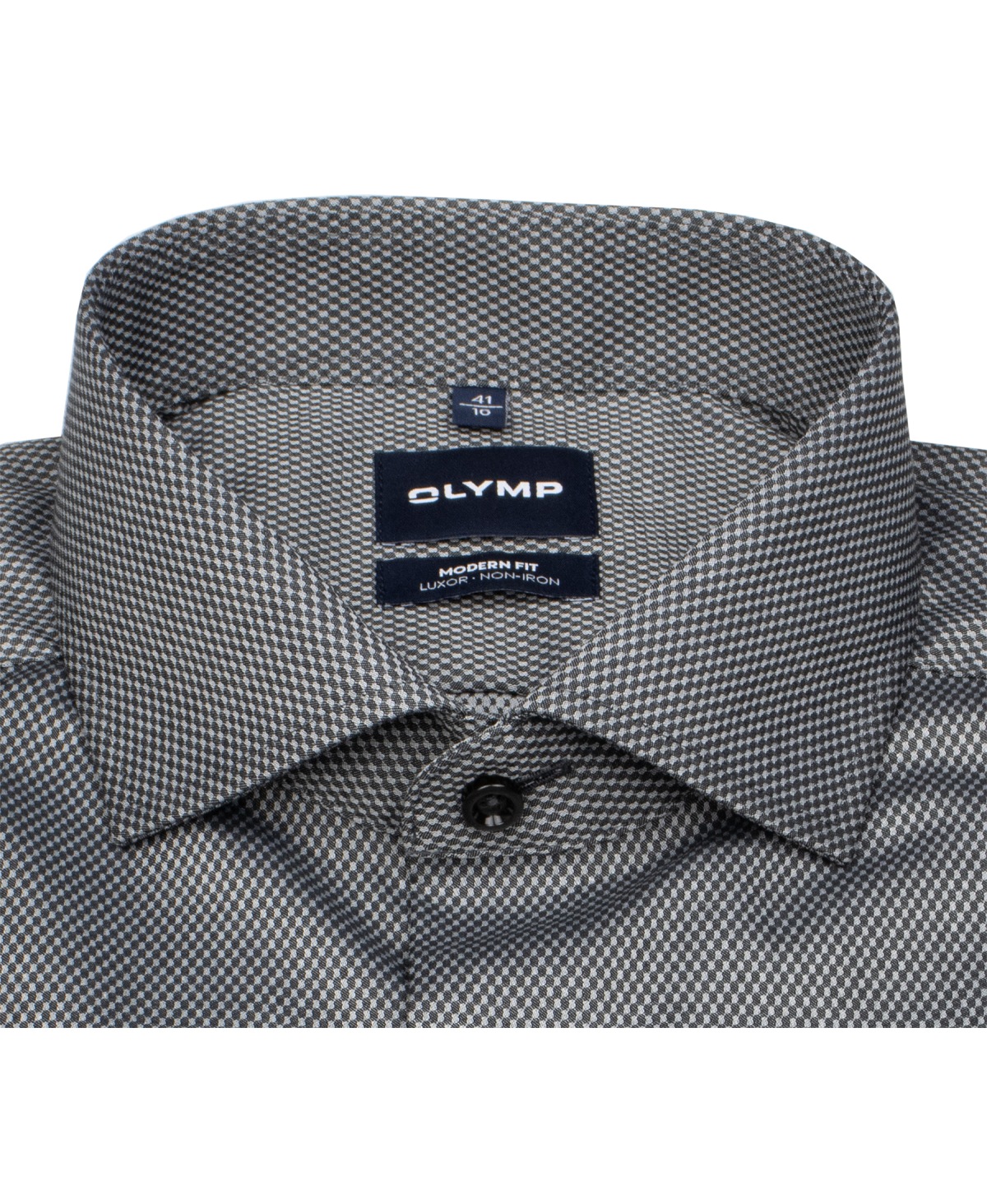 OLYMP Hemd - Modern Fit - Kentkragen - Print - schwarz / grau