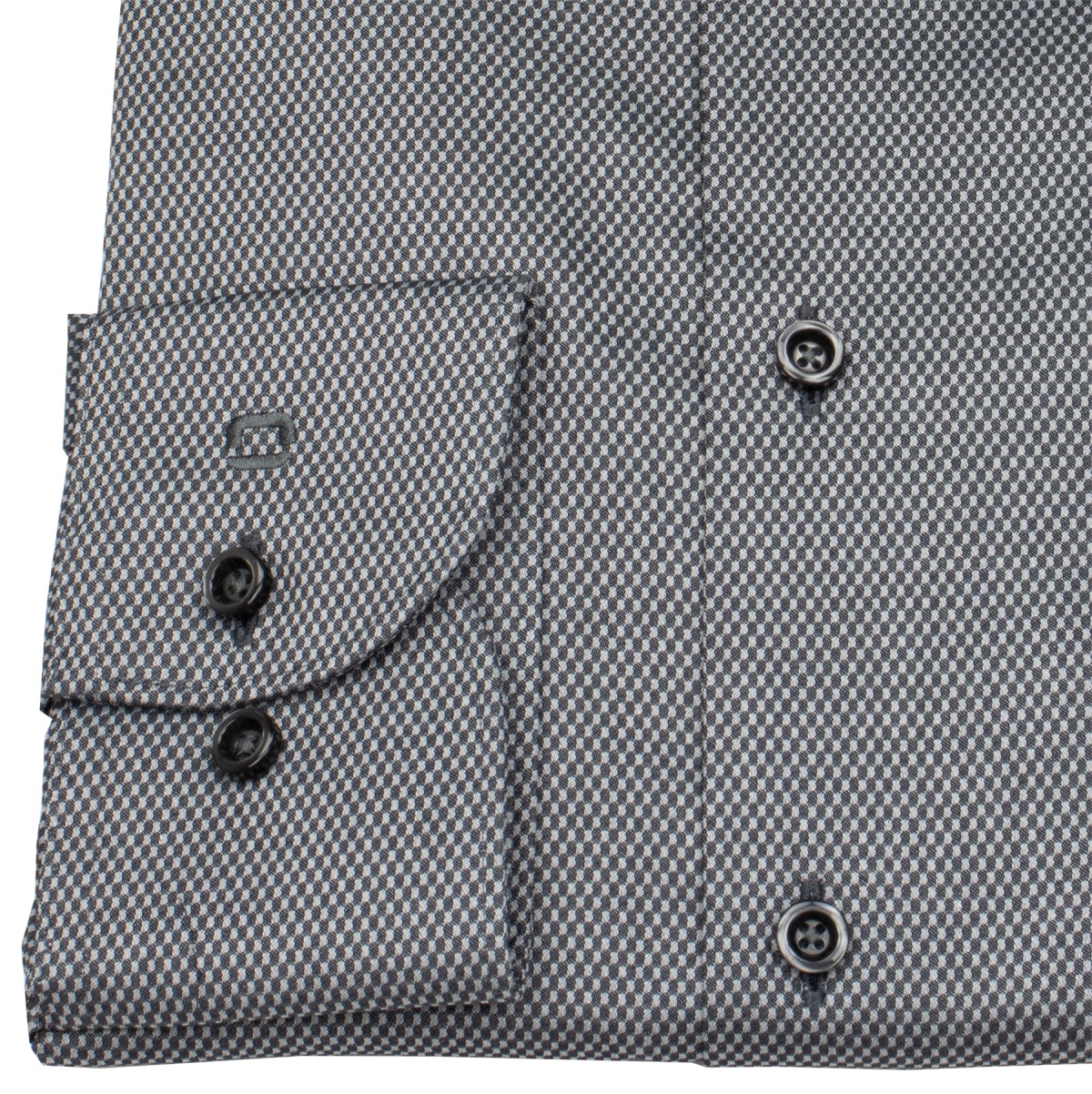 OLYMP Hemd - Modern Fit - Kentkragen - Print - schwarz / grau