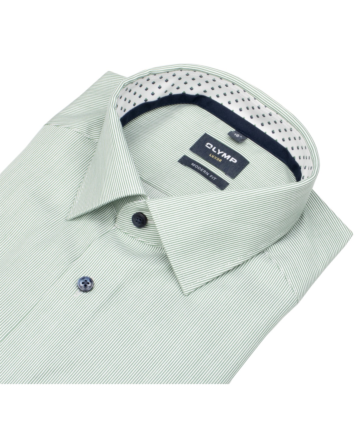OLYMP Hemd - Modern Fit - Kentkragen - Streifen - grün / weiß
