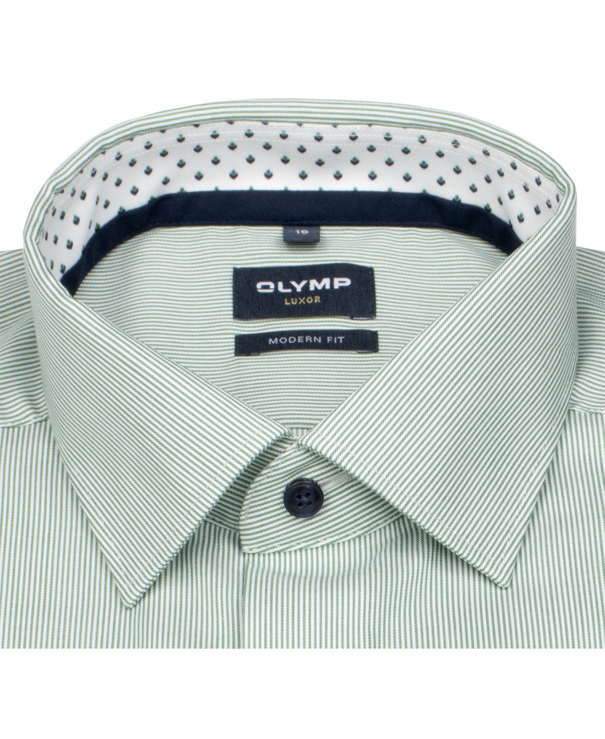 OLYMP Hemd - Modern Fit - Kentkragen - Streifen - grün / weiß