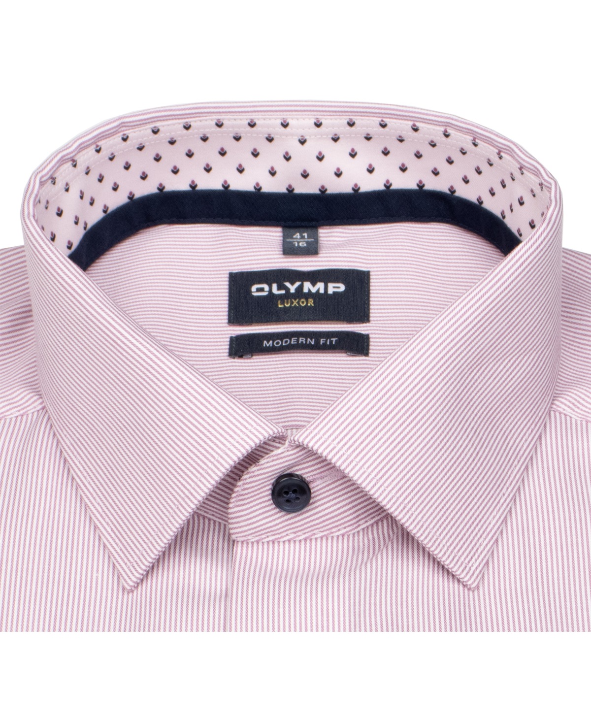 OLYMP Hemd - Modern Fit - Kentkragen - Streifen - rot / weiß