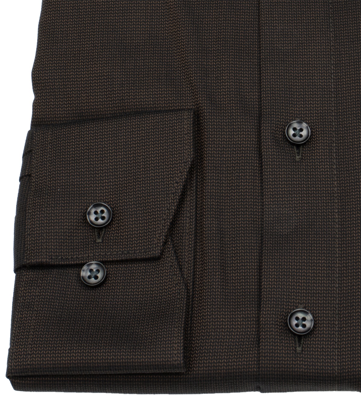 OLYMP Shirt - Modern Fit - Kent Collar - Structure - Brown / Black