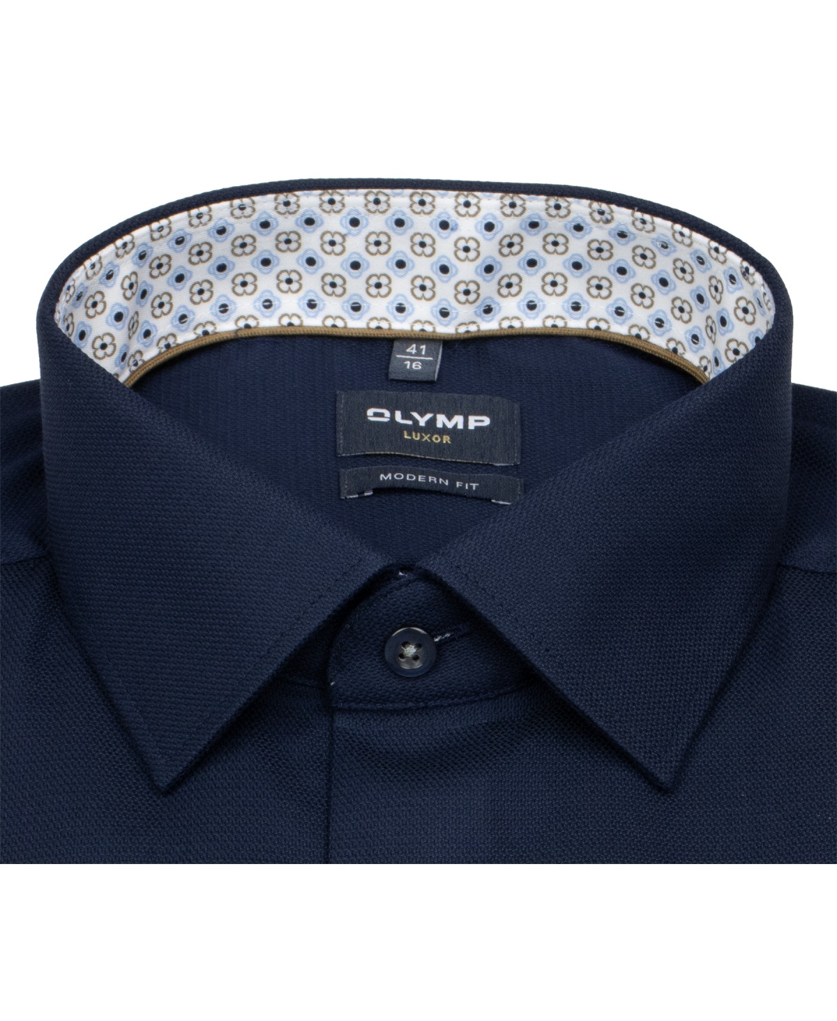 OLYMP Hemd - Modern Fit - Kentkragen - Struktur - dunkelblau