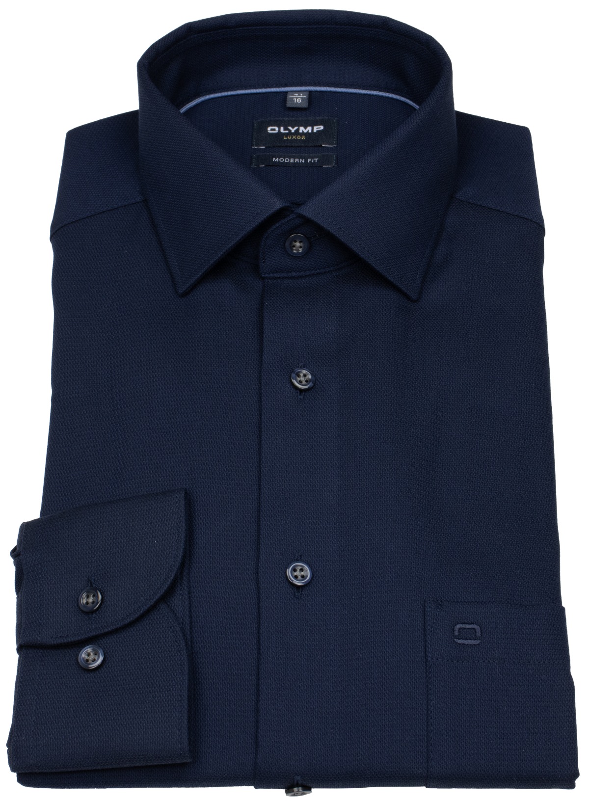 OLYMP Hemd - Modern Fit - Kentkragen - Struktur - dunkelblau