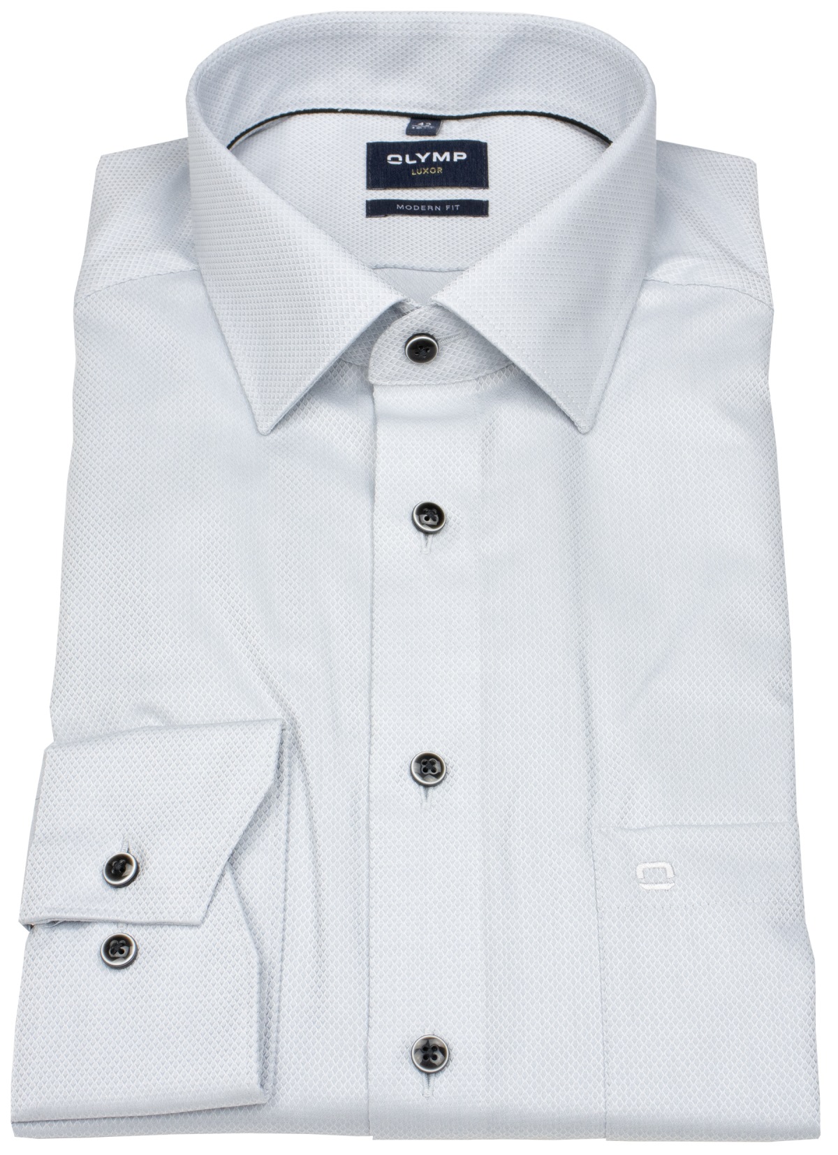 OLYMP Hemd - Modern Fit - Kentkragen - Struktur - silbergrau