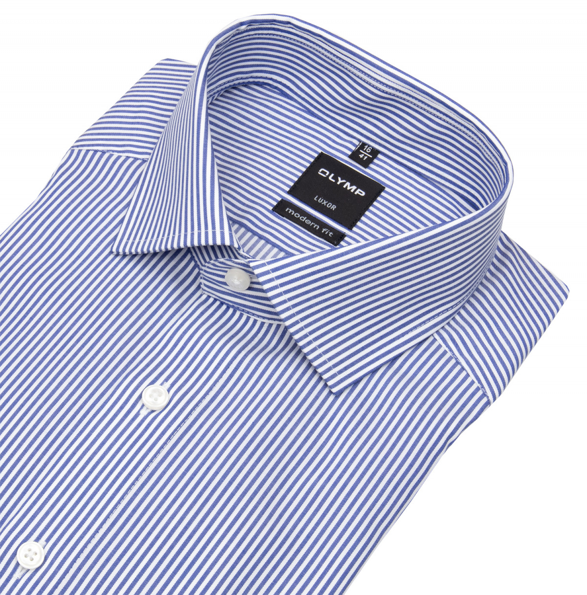 OLYMP Hemd - Modern Fit - Kentkragen - Twill - Streifen - blau / weiß