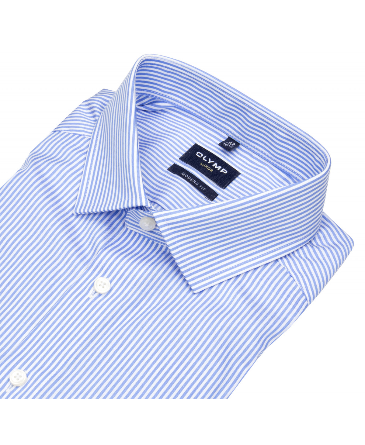 OLYMP Hemd - Modern Fit - Kentkragen - Twill - Streifen - hellblau / weiß