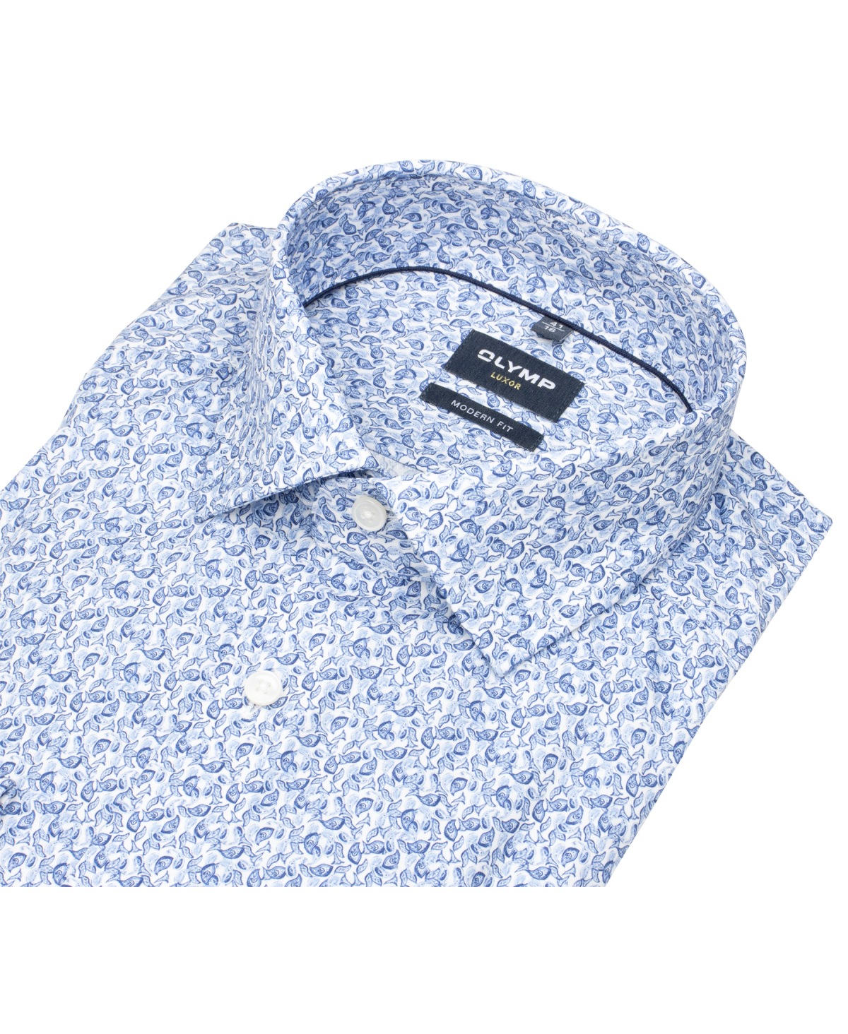 OLYMP Hemd - Modern Fit - New Kent - floraler Print - blau