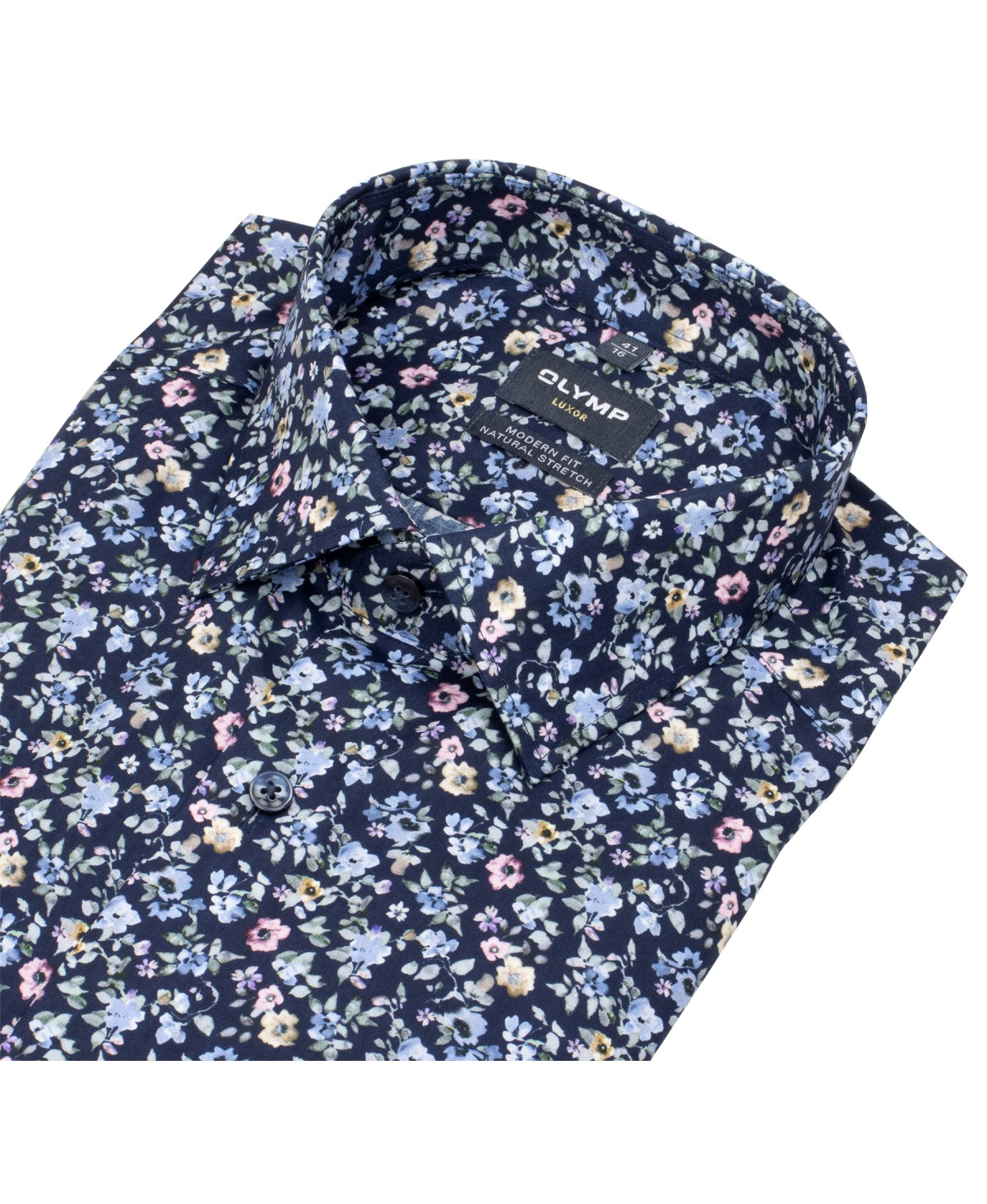 OLYMP Hemd - Modern Fit - New Kent - floraler Print - dunkelblau