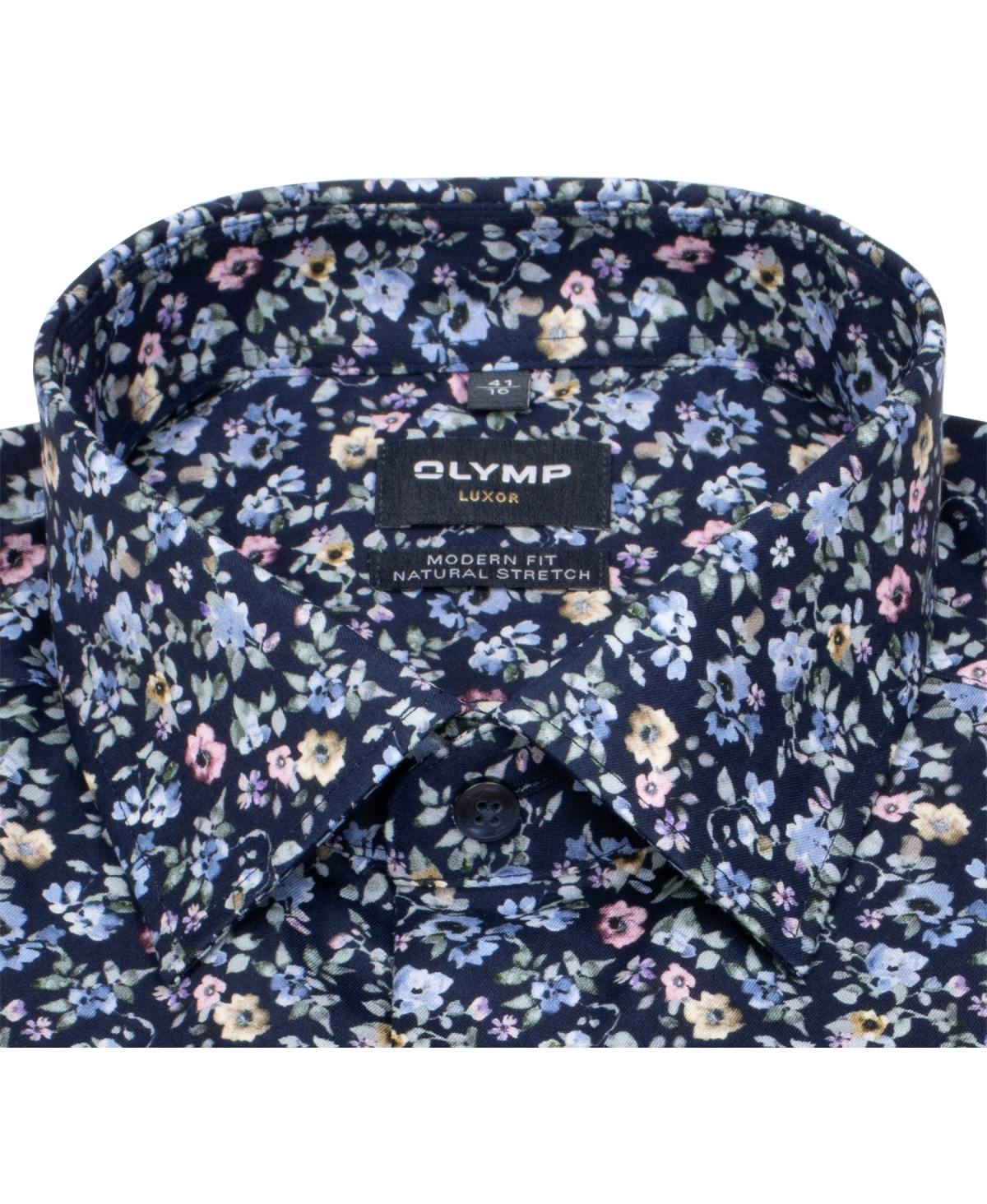 OLYMP Hemd - Modern Fit - New Kent - floraler Print - dunkelblau