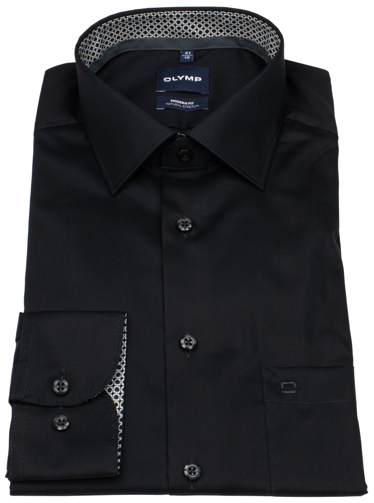 OLYMP Hemd - Modern Fit - Patch - schwarz - extra langer 69cm Arm