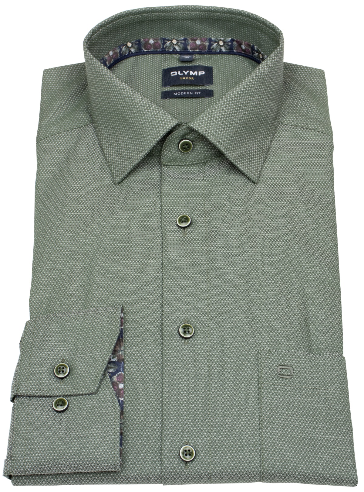 OLYMP Hemd - Modern Fit - Struktur - grün - extra langer 69cm Arm - ohne OVP