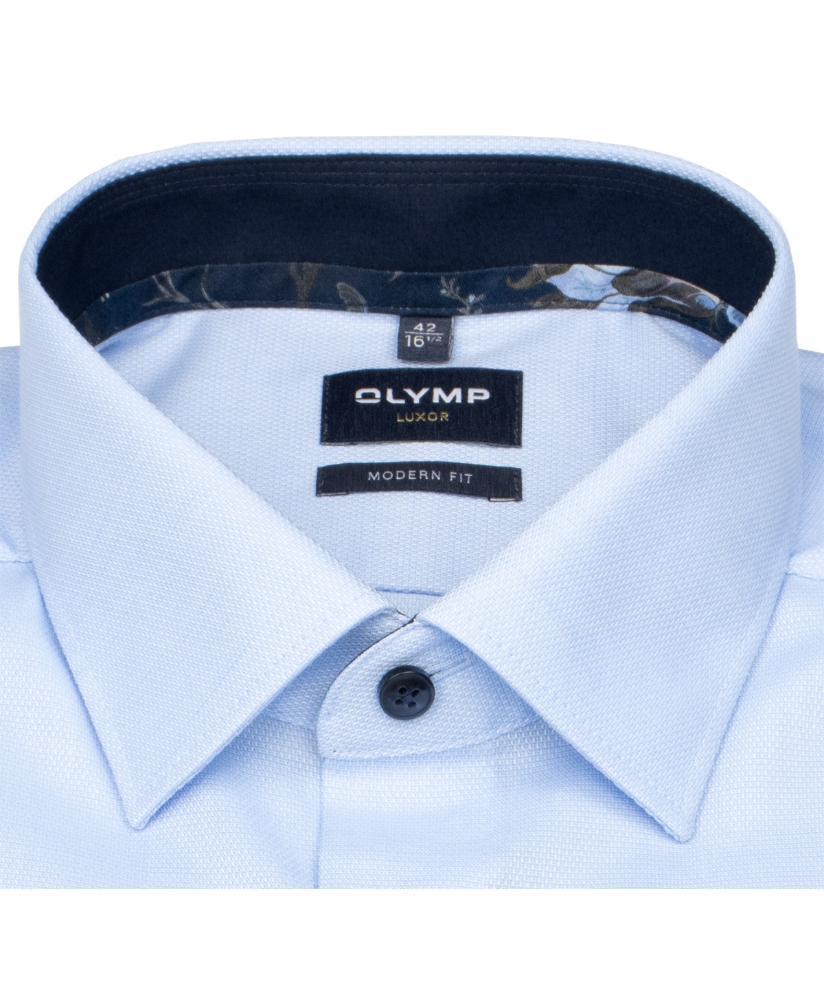 OLYMP Hemd - Modern Fit - Struktur - Kontrastknöpfe - hellblau