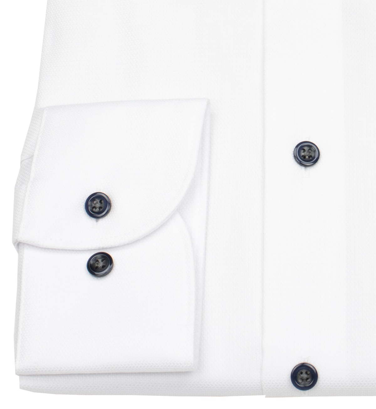 OLYMP Hemd - Modern Fit - Struktur - Kontrastknöpfe - weiß