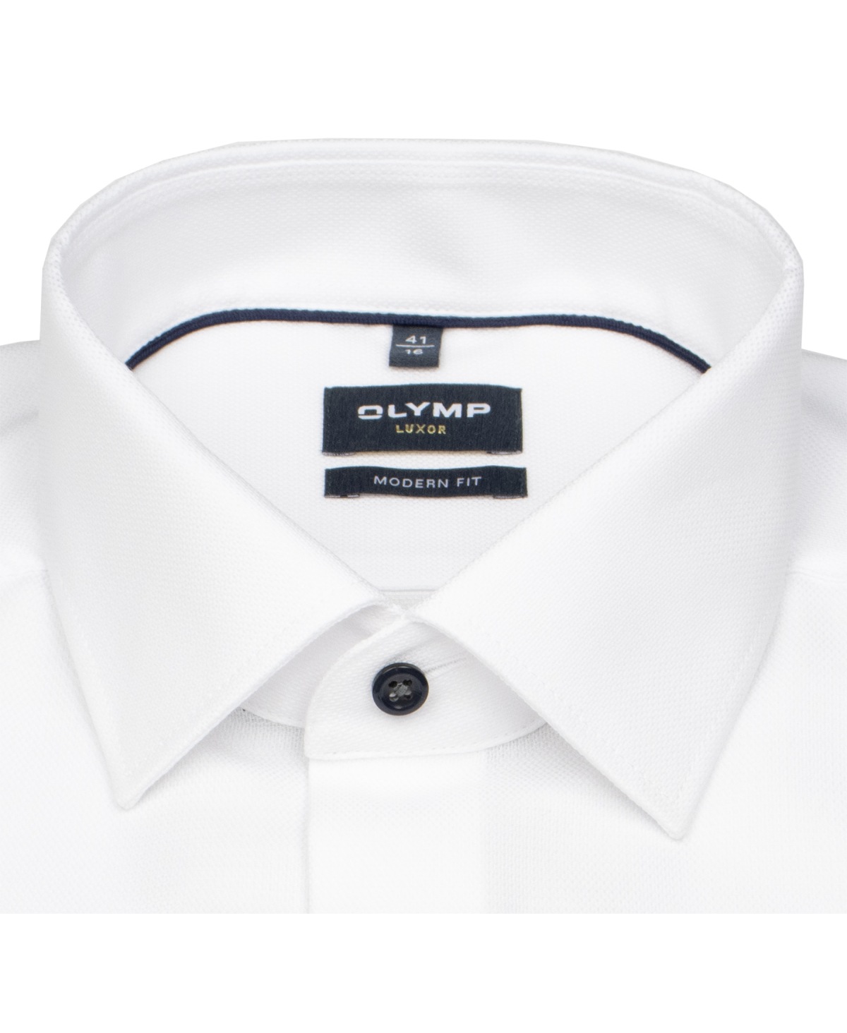 OLYMP Hemd - Modern Fit - Struktur - Kontrastknöpfe - weiß