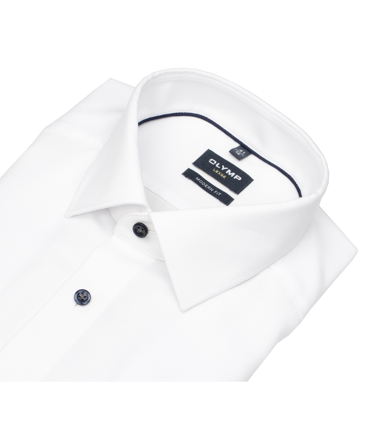 OLYMP Hemd - Modern Fit - Struktur - Kontrastknöpfe - weiß