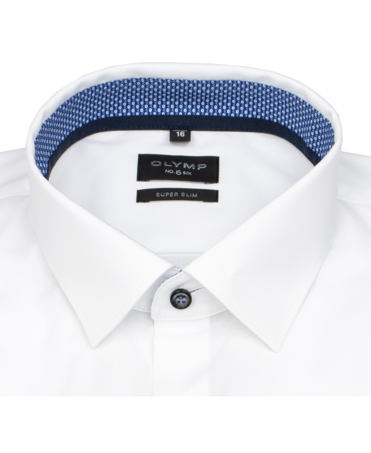 OLYMP Chemise - No. Six Super Slim - Patch - boutons contrastés - blanc