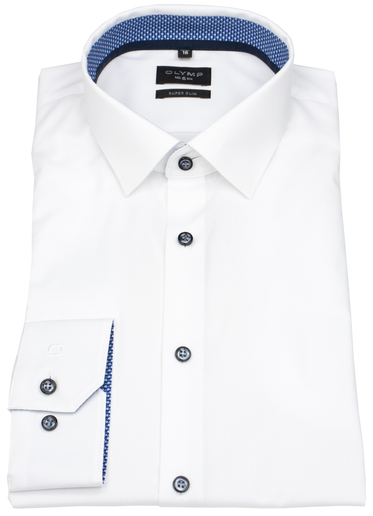 OLYMP Chemise - No. Six Super Slim - Patch - boutons contrastés - blanc