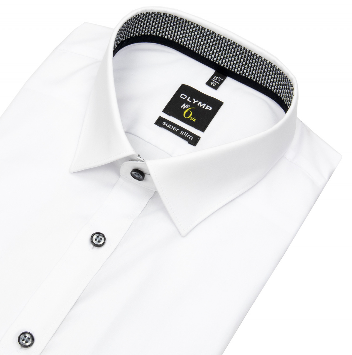 OLYMP Hemd - No. Six Super Slim - Patch - Kontrastknöpfe - weiß